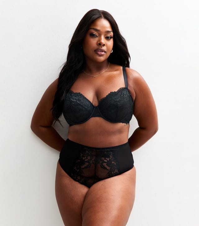 New Look Women's Plus Size Black Lace Non Padded Bra Curves New Look - 3