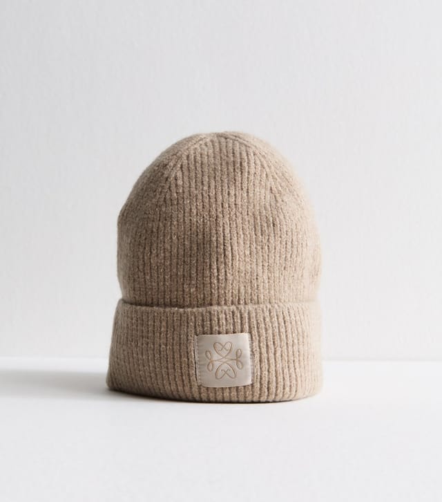 New Look Oatmeal Ribbed Logo Tab Beanie New Look - 2
