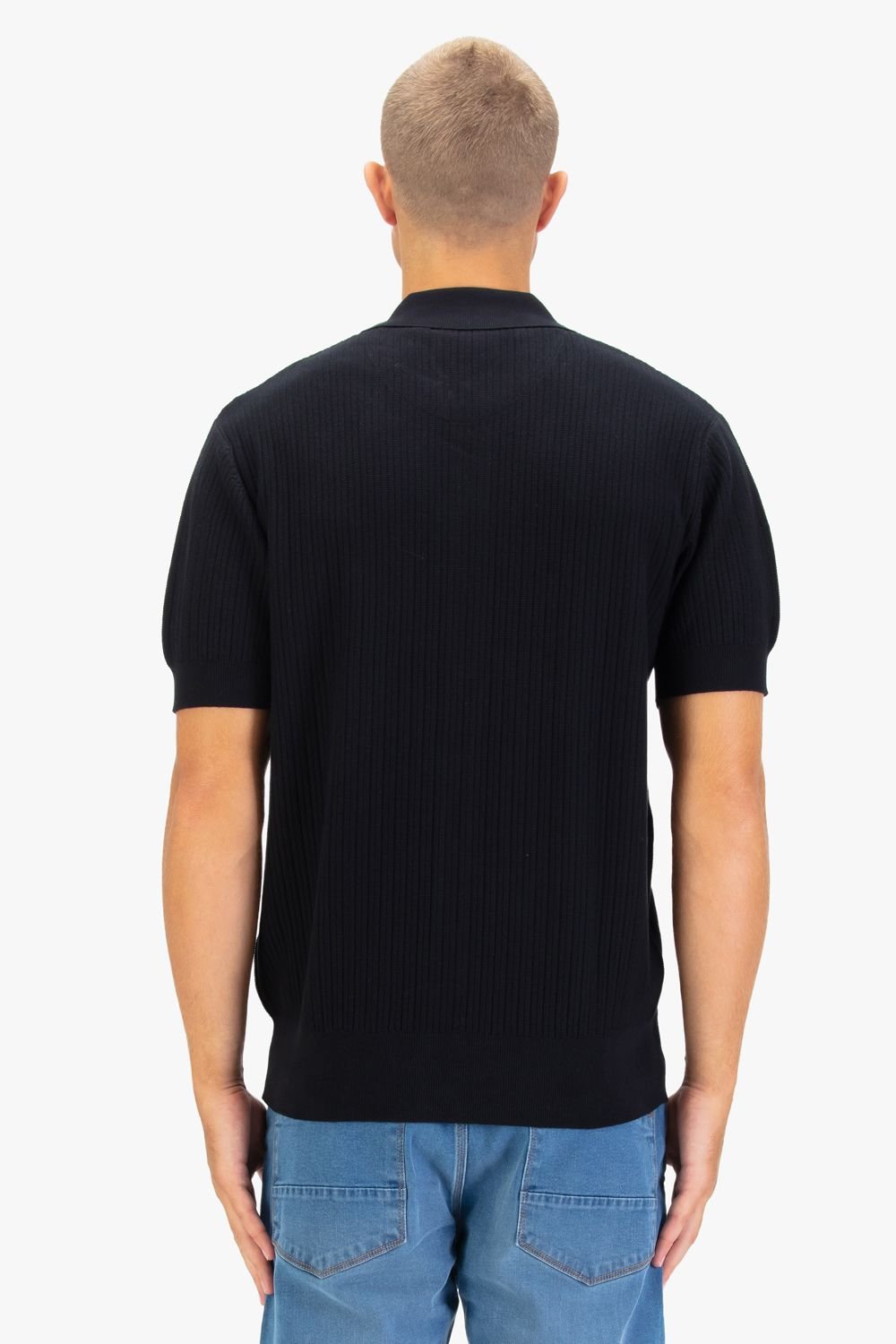 Luke 1977 Luke 1977 Men's Dalwood Button Through Knitted Polo in Black - 2