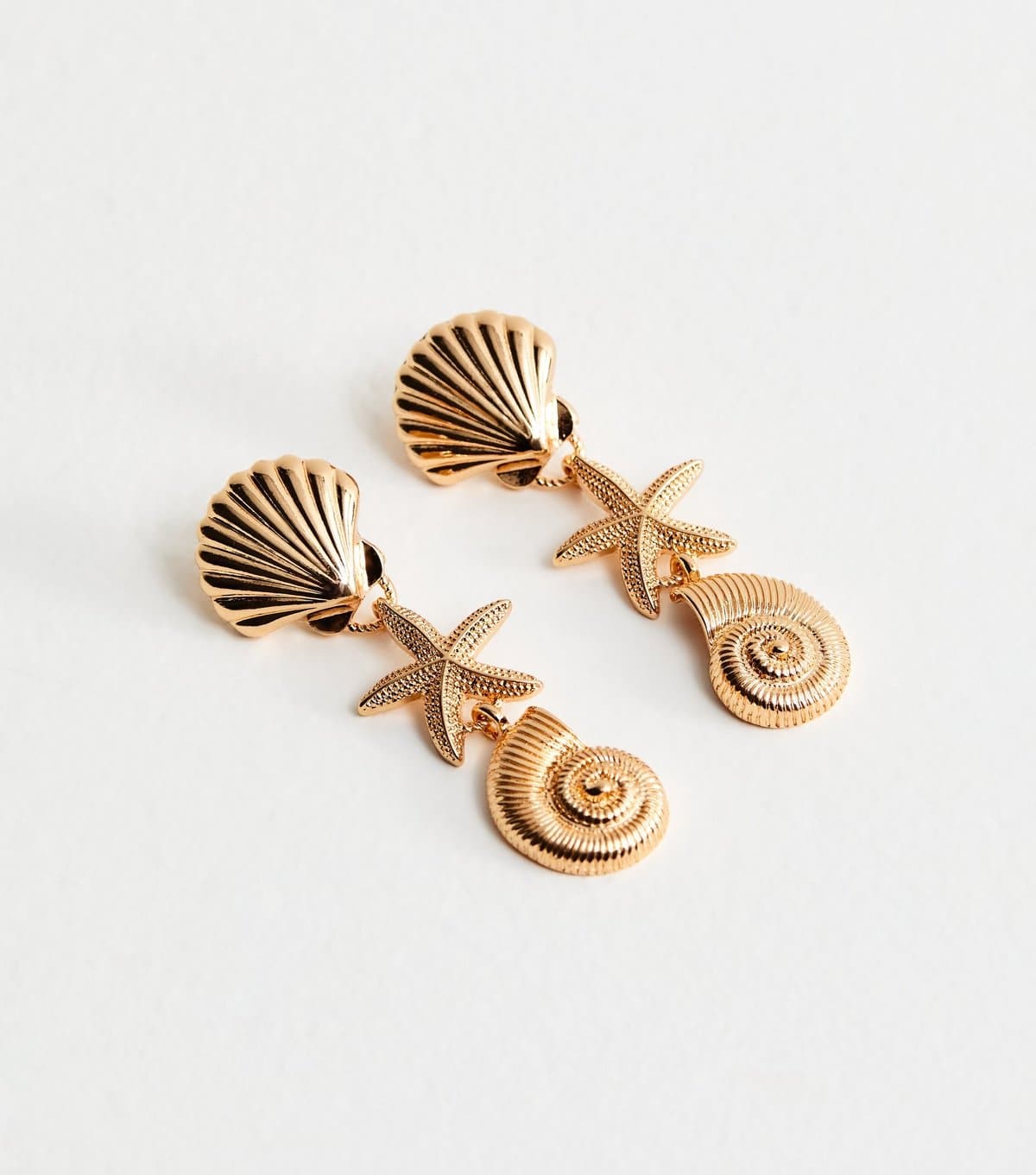 New Look Gold Tone Coastal Shell Drop Earrings New Look