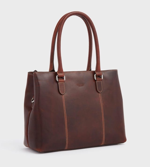 OSPREY LONDON OSPREY LONDON Women's The Madden Leather Shoulder Workbag in Brown - 3