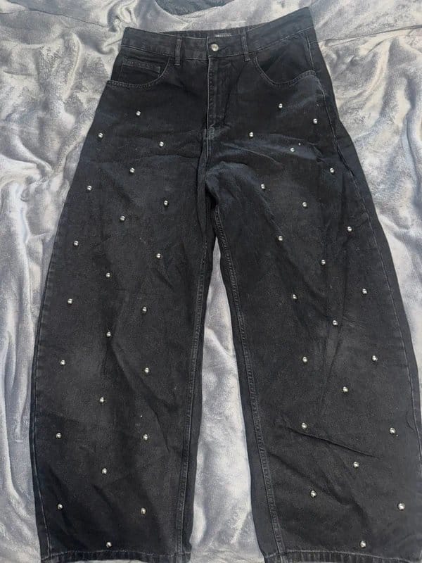 ASOS Design Black Denim Barrel Leg Jeans
