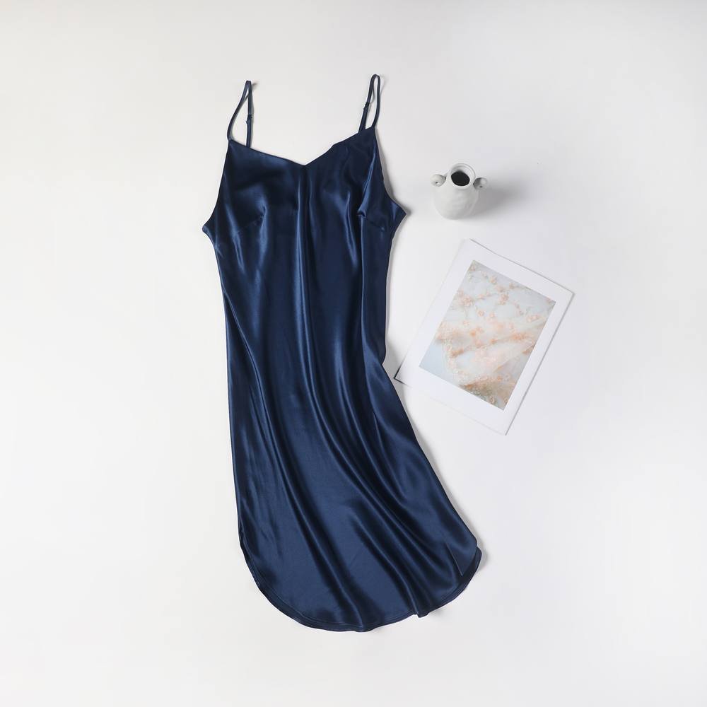 Soft Strokes Silk Soft Strokes Silk Women's Silk Slip Dress River Nymph - Navy - 1