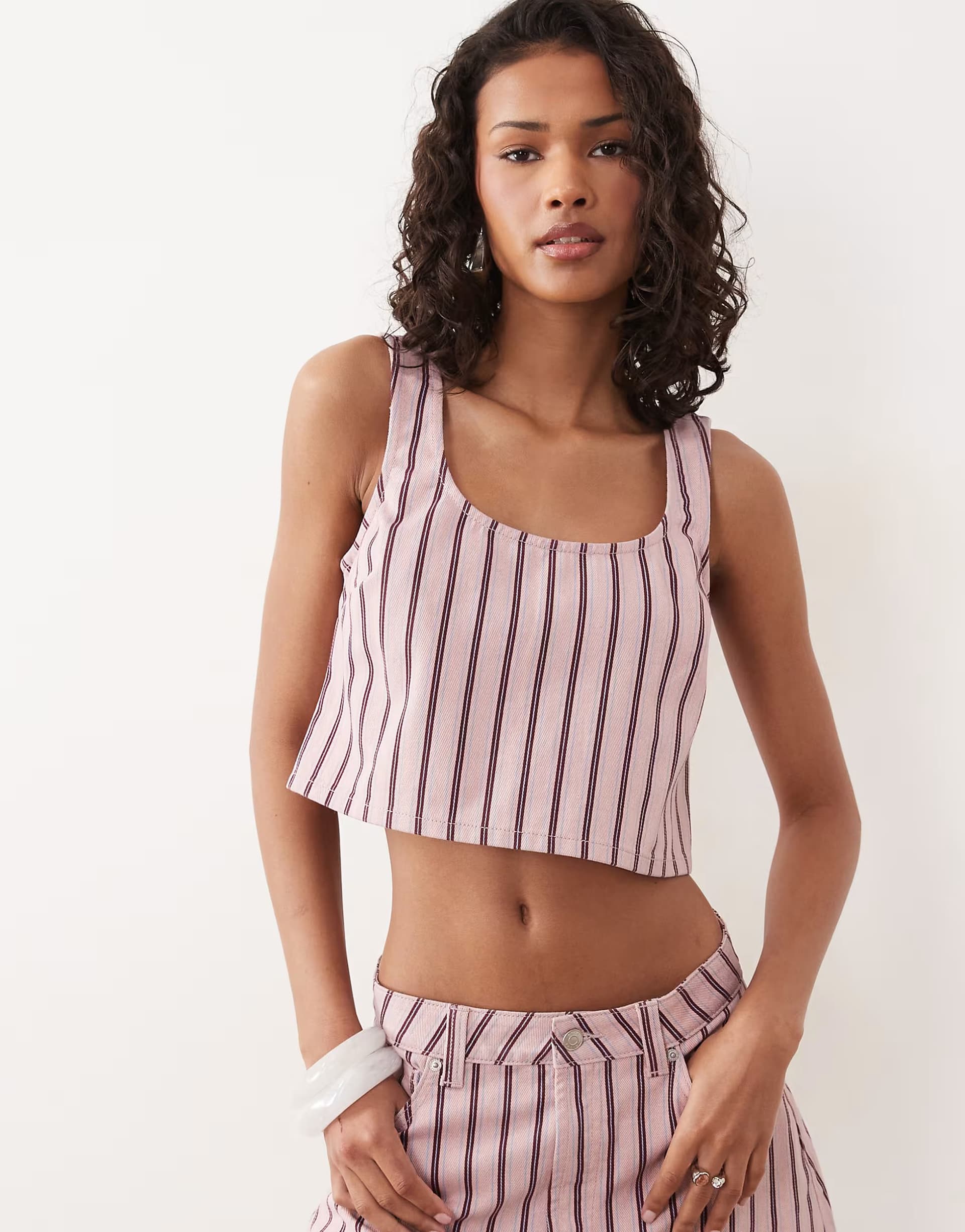 ASOS ASOS DESIGN denim swing top co-ord in stripe