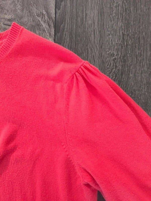 Oasis Vibrant Oasis Coral Puff-Sleeve Cardigan – Size 12 / EU 38