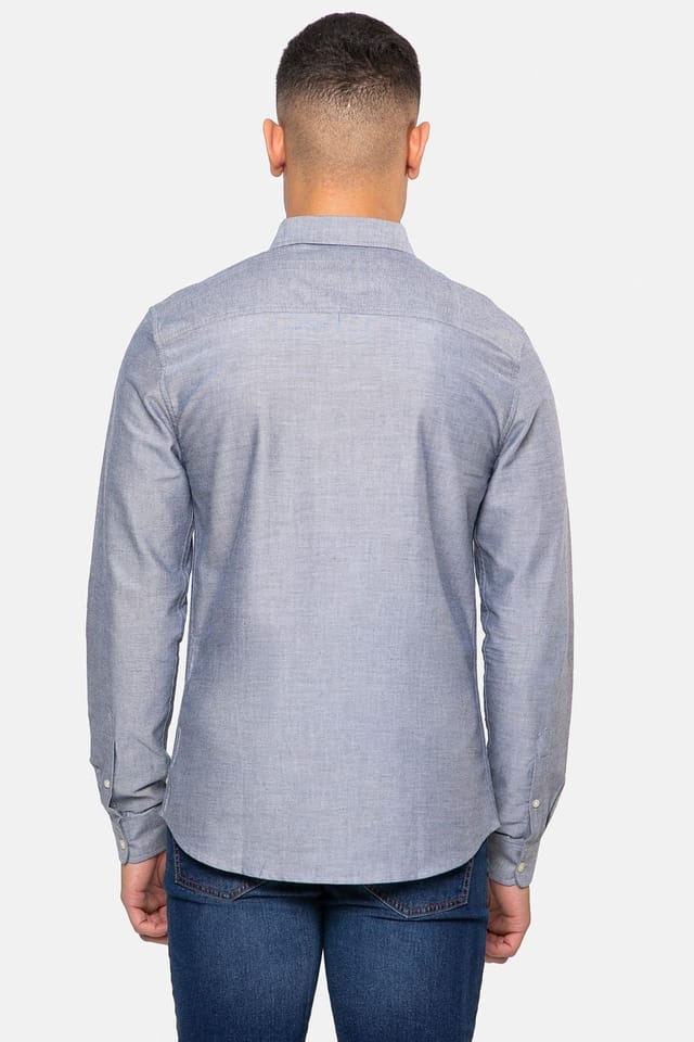Threadbare Threadbare Men's Oxford Cotton 'Beacon' Long Sleeve Shirt in Blue - 2