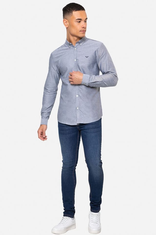 Threadbare Threadbare Men's Oxford Cotton 'Beacon' Long Sleeve Shirt in Blue - 3