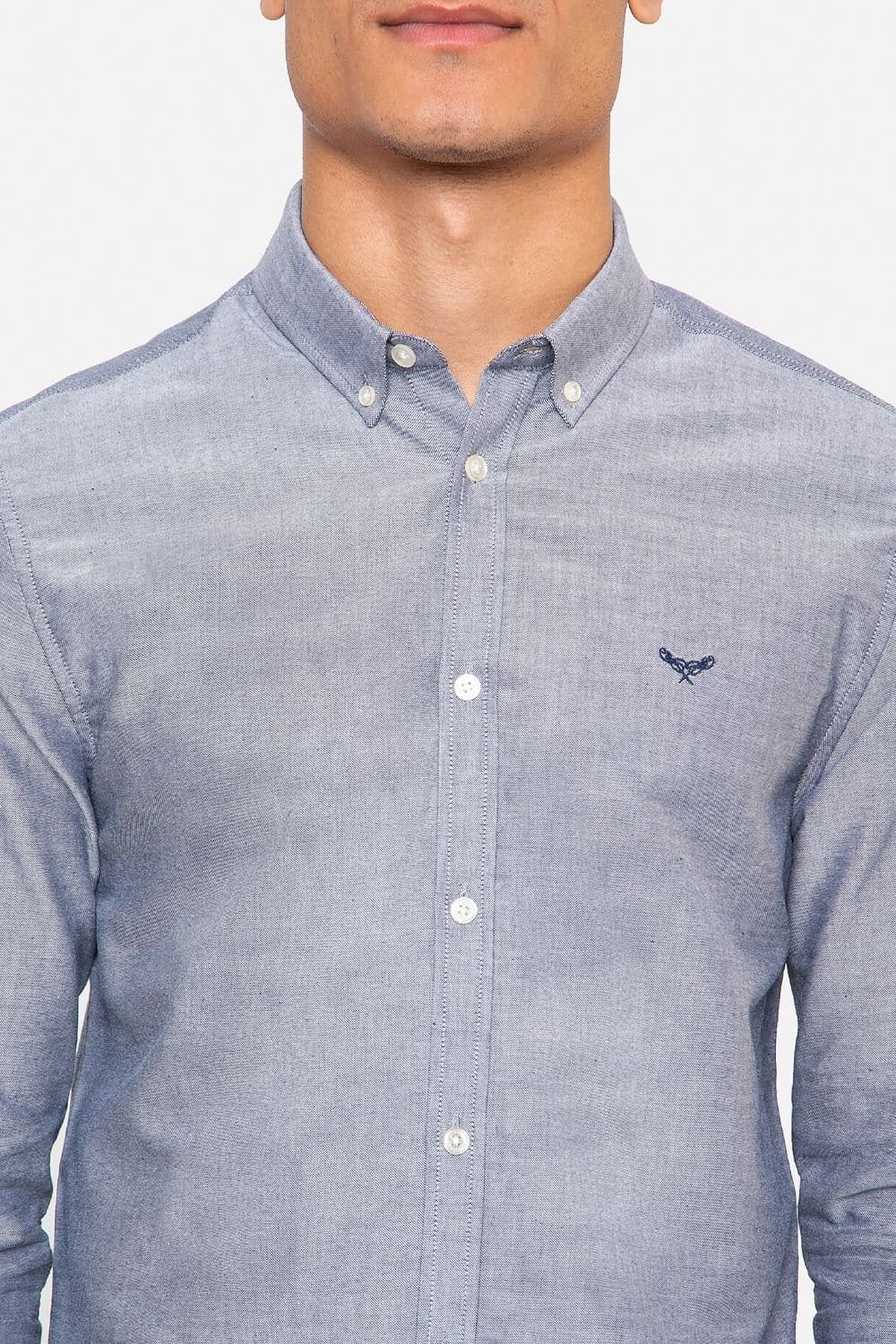 Threadbare Threadbare Men's Oxford Cotton 'Beacon' Long Sleeve Shirt in Blue - 4