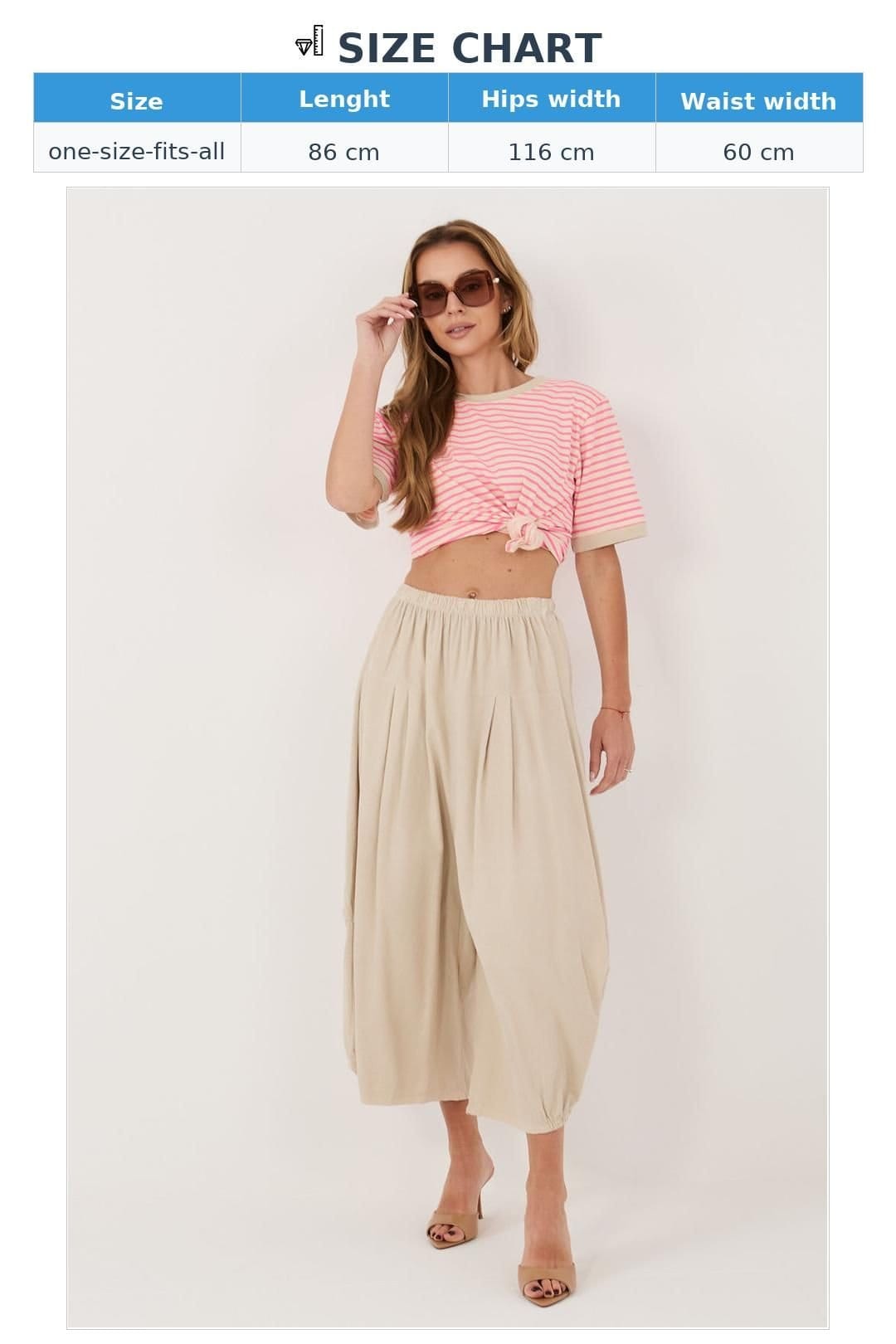 Love Lace Love Lace Women's Italian Cotton Corduroy Aladdin Pants High Waist in Beige - 4