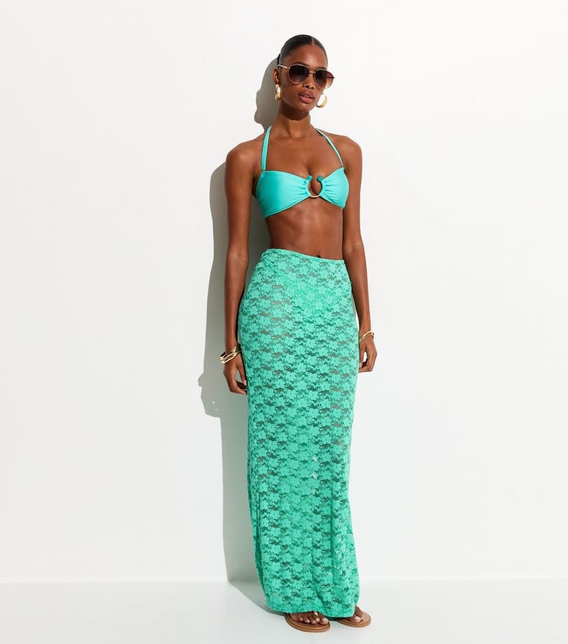 New Look Women's Turquoise Lace Column Beach Maxi Skirt New Look - 1