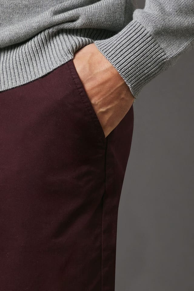 Maine Maine Men's Burgundy Premium Chino Trousers - 2