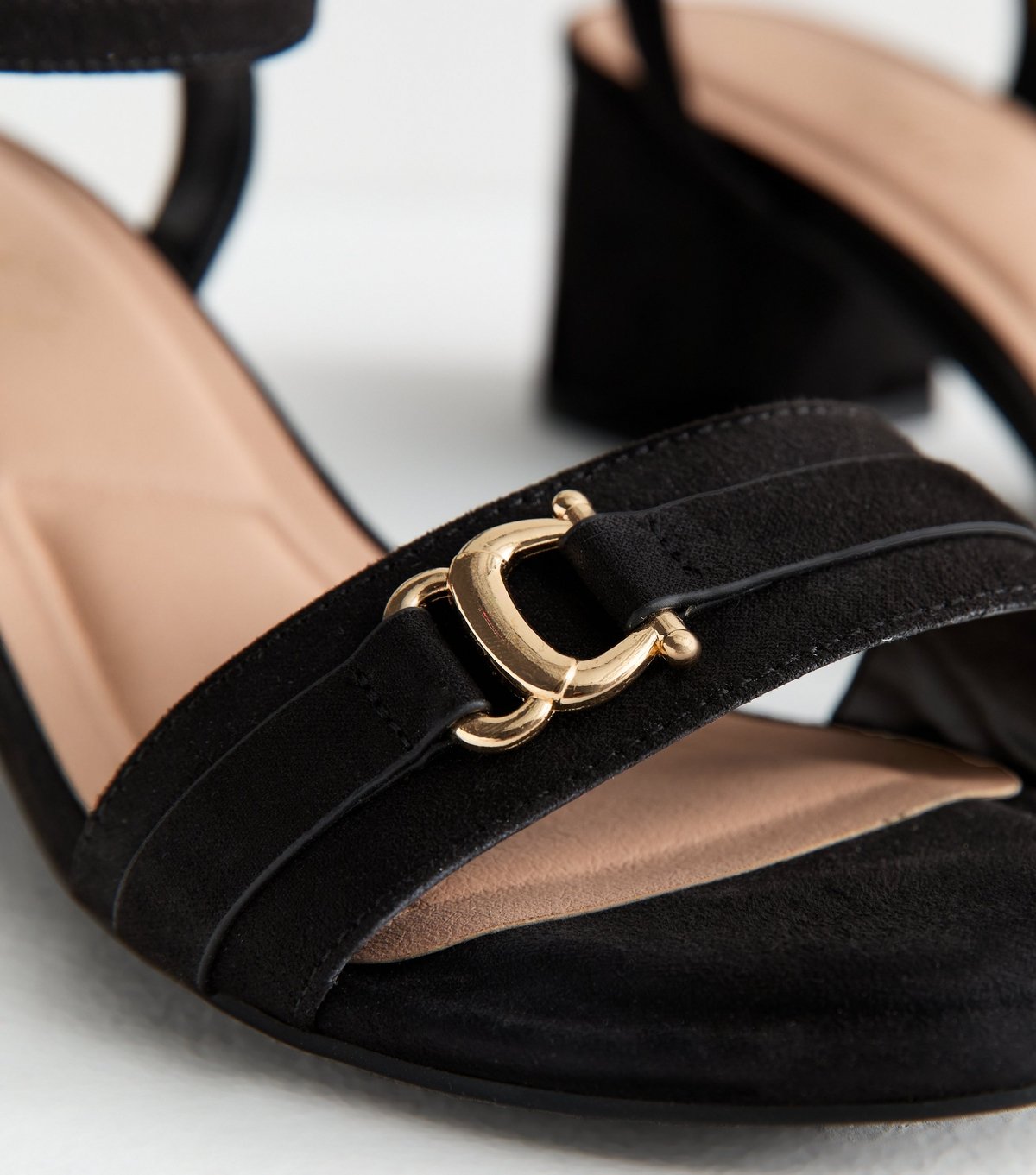 New Look Women's Wide Fit Black Faux Suede Buckle Detail Strappy Sandals New Look - 3