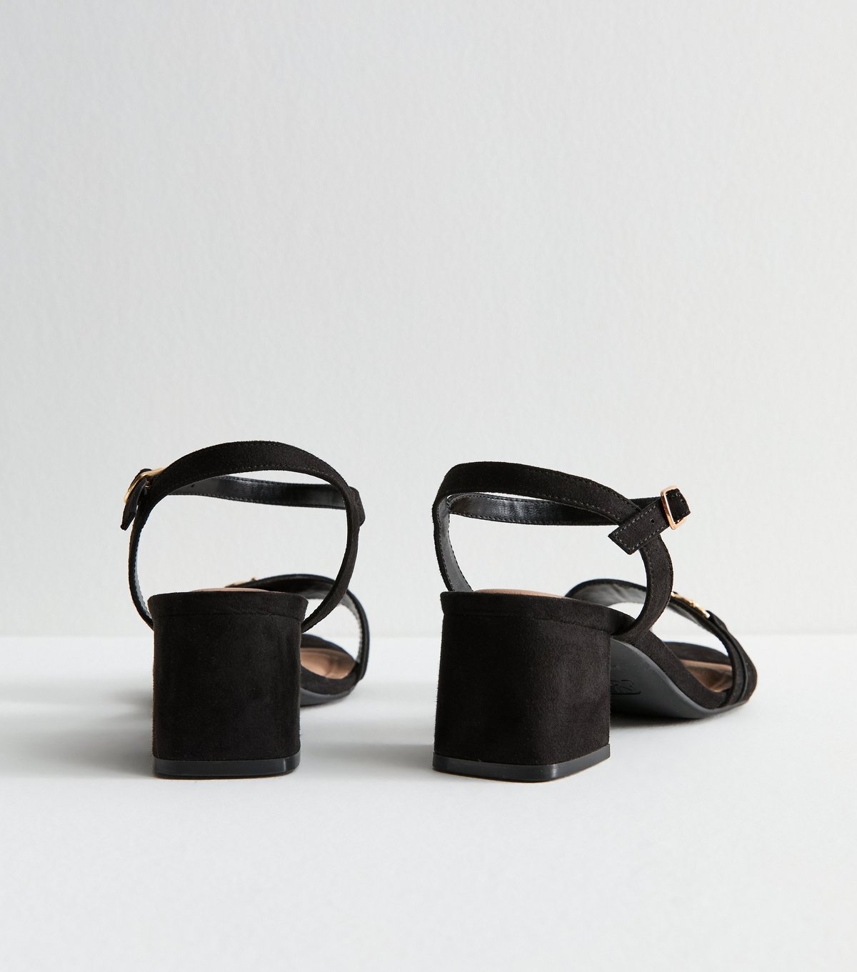 New Look Women's Wide Fit Black Faux Suede Buckle Detail Strappy Sandals New Look - 4