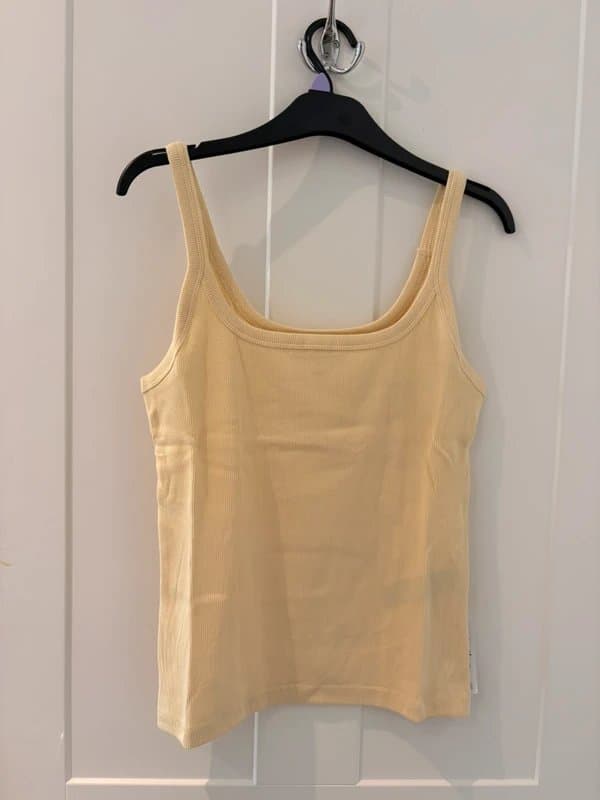 Topshop Topshop BN yellow cream cotton tank top ribbed vest top scoop neck sleeveless top