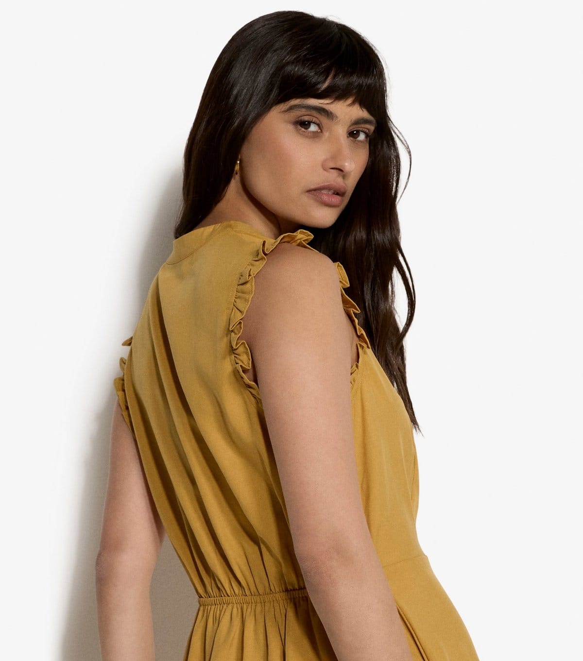 Apricot Women's Dark Yellow Ruffle Trim Button Mini Dress Apricot New Look - 4