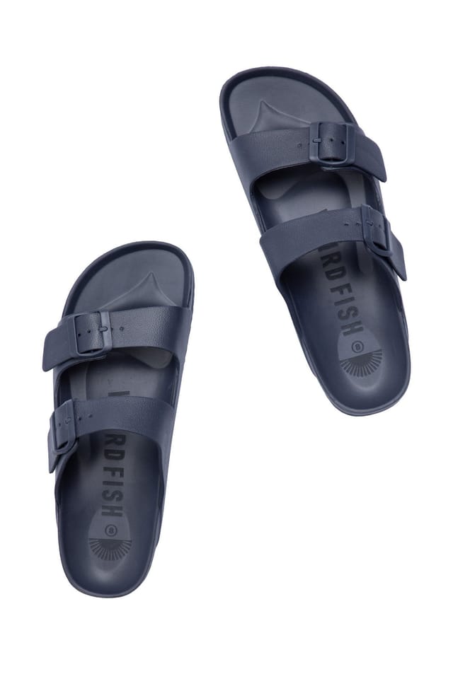 Weird Fish Weird Fish Men's Herring Double Strap Pool Sliders in Dark Blue - 2
