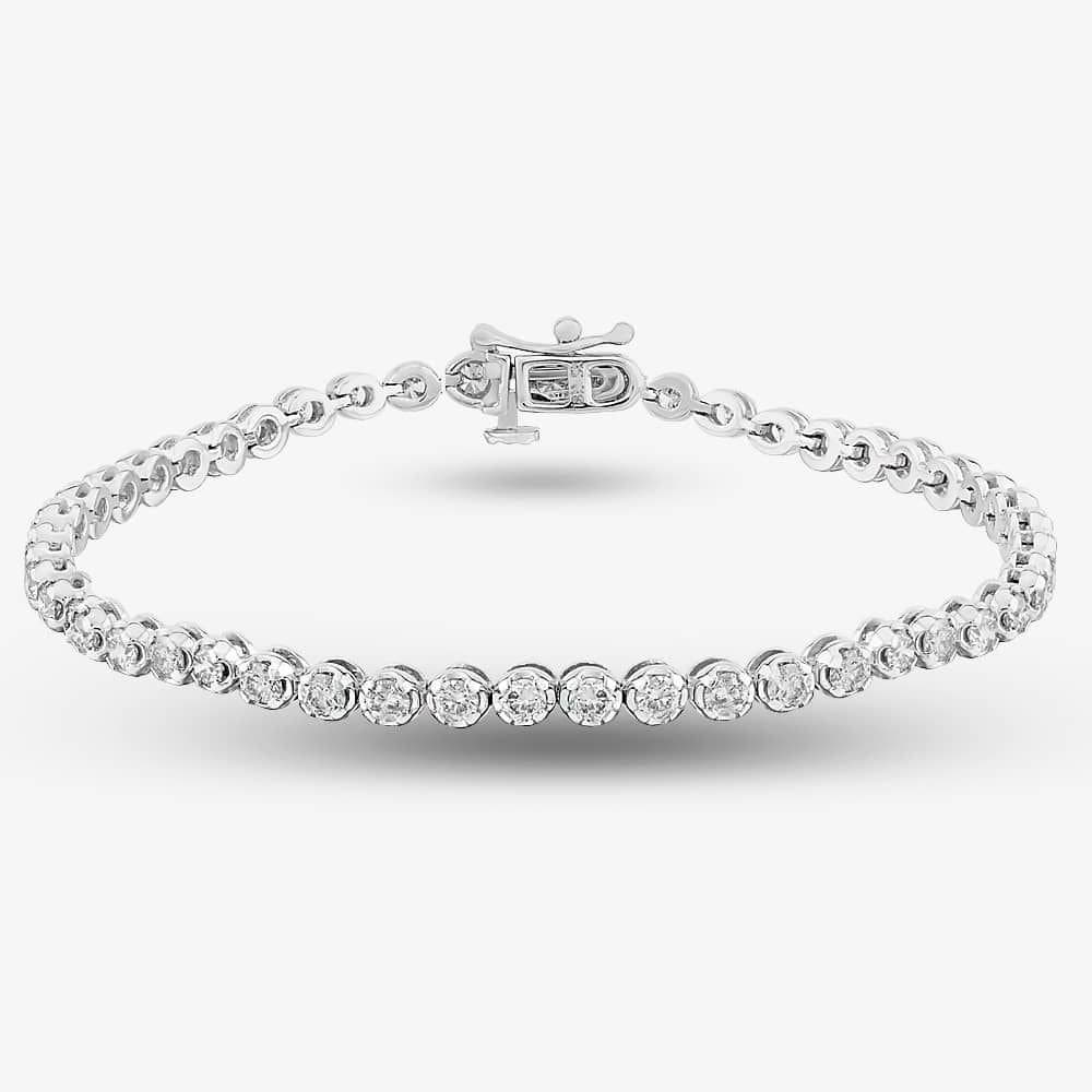 T.H.Baker T.H.Baker Women's 18ct White Gold 3.00ct Diamond Tennis Bracelet TH0133092 in Silver