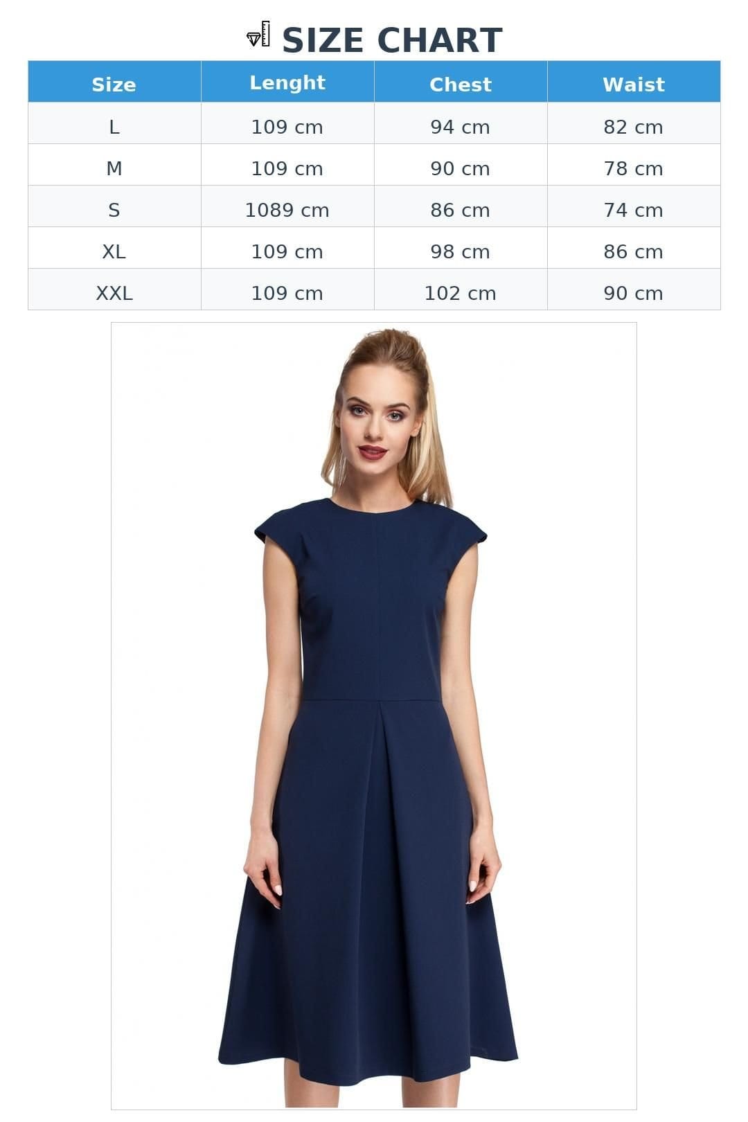 Love Lace Love Lace Women's Classic Midi Dress with Trapeze Pleat Detail in Navy - 4