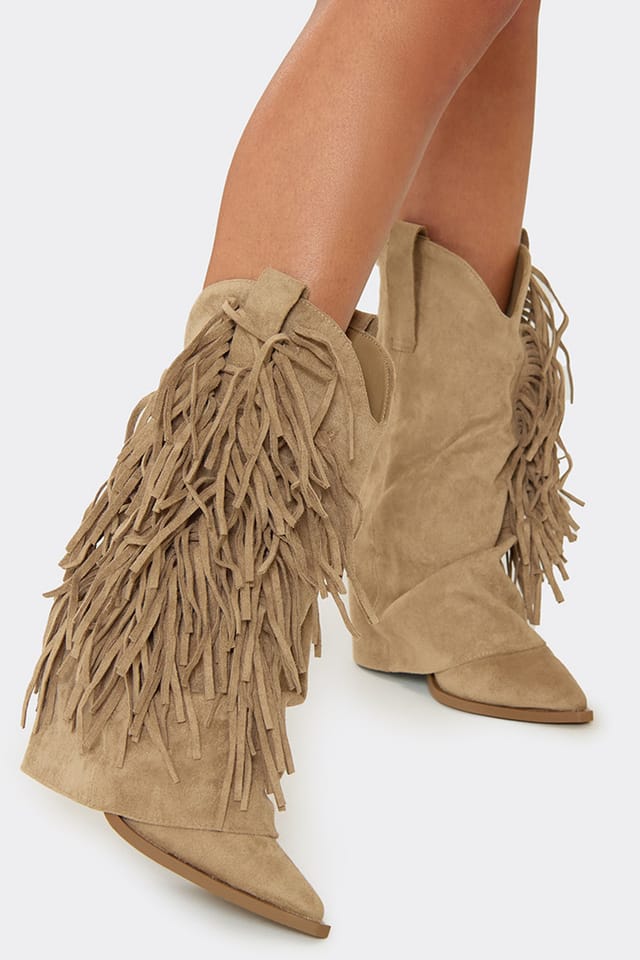 EGO EGO Women's Western Layered Faux Suede Boots in Green - 2