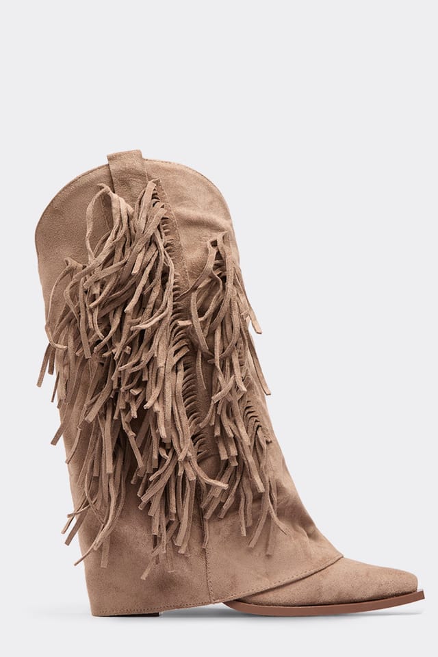 EGO EGO Women's Western Layered Faux Suede Boots in Green - 3