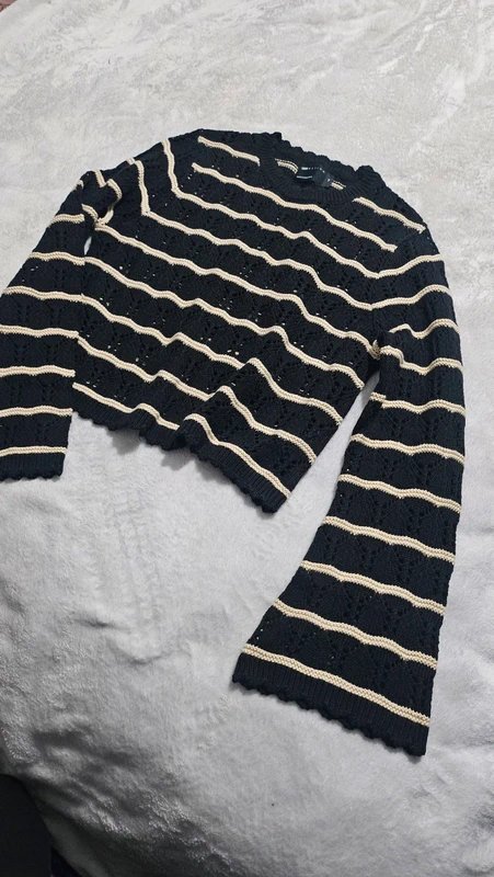 ASOS ASOS Black Crochet Cardigan XS | Gold Button Detail | Sheer Knit Layering | Boho Chic - 1