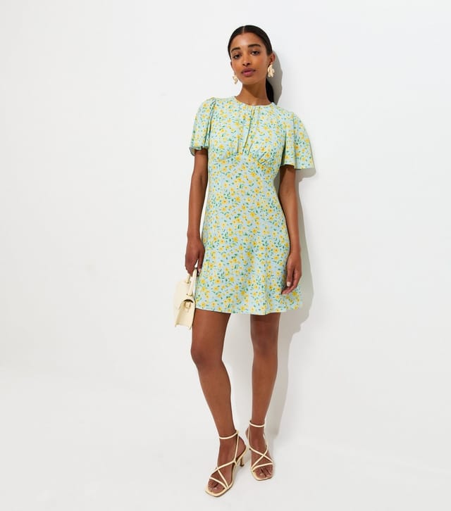 New Look Women's Blue Floral Flutter Sleeve Mini Dress New Look - 2
