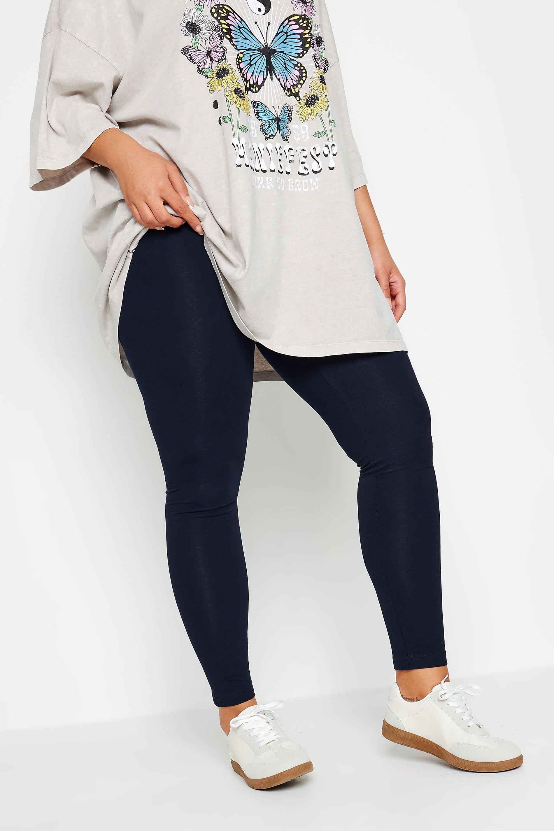 Yours Plus Size Navy Blue Cotton Leggings