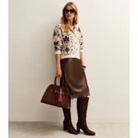 New Look Women's Brown Lace Trim Slip Skirt New Look