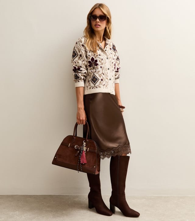 New Look Women's Brown Lace Trim Slip Skirt New Look - 2