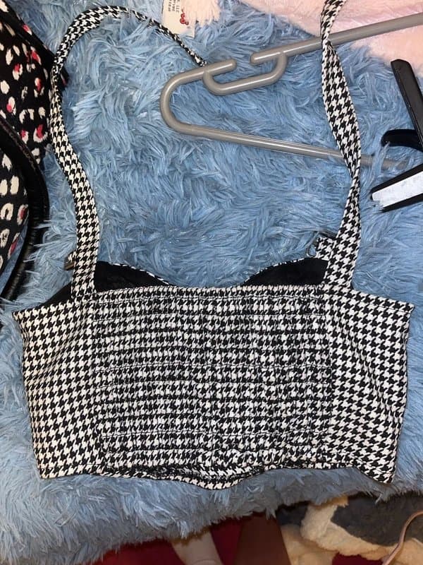 H&M H&M divided patterned corset top with buckles