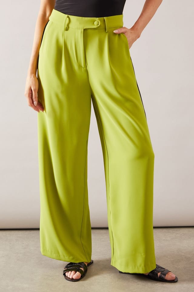 Wallis Wallis Women's Contrast Stripe Split Trouser in Lime - 2