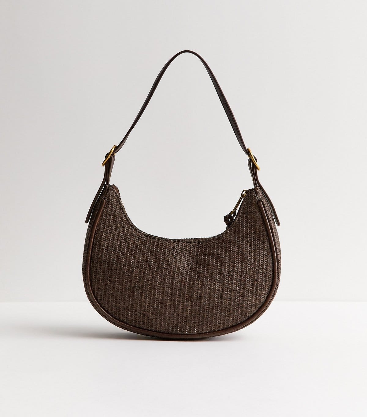 New Look Dark Brown Woven Curved Shoulder Bag New Look - 4