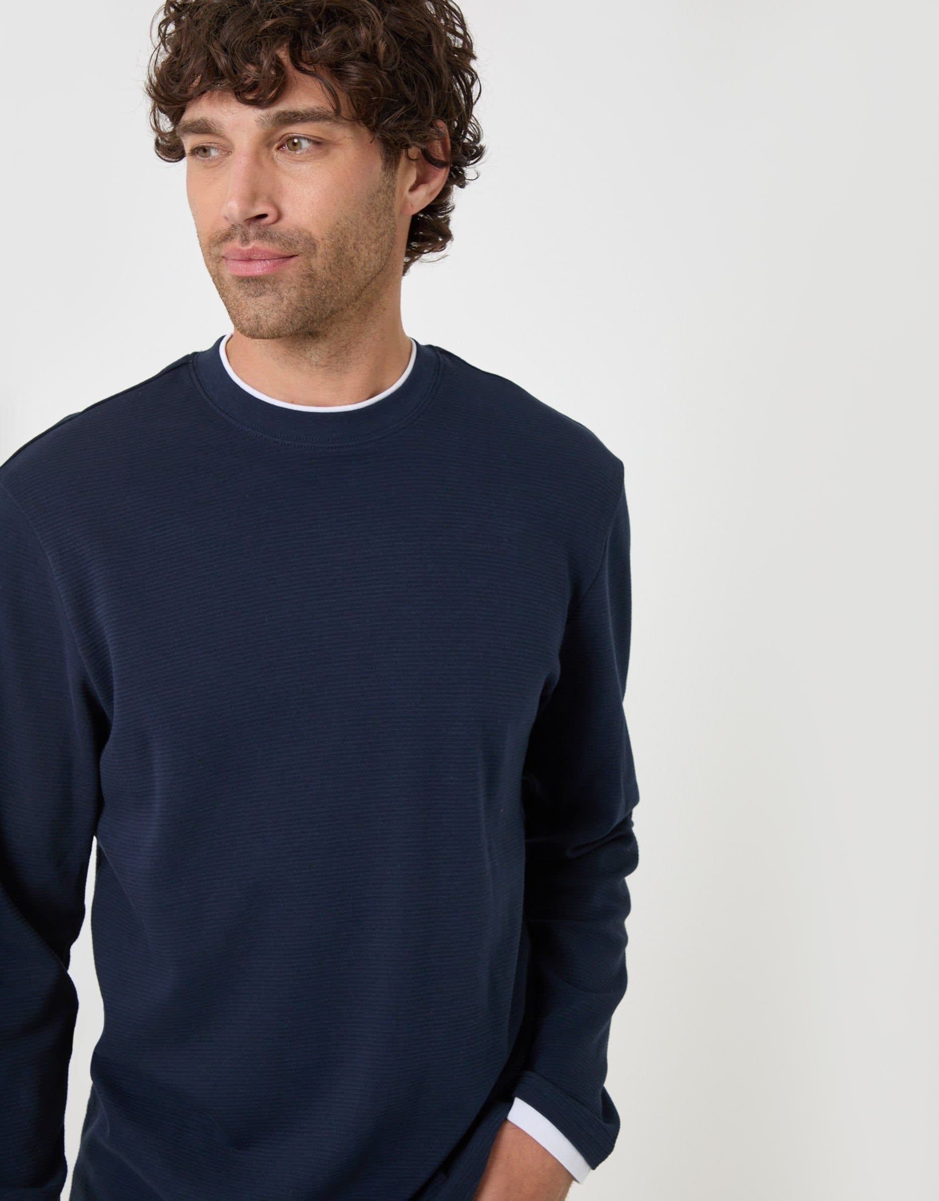 Threadbare threadbare Men's Cotton Mock Layer Long Sleeve T-Shirt in Blue