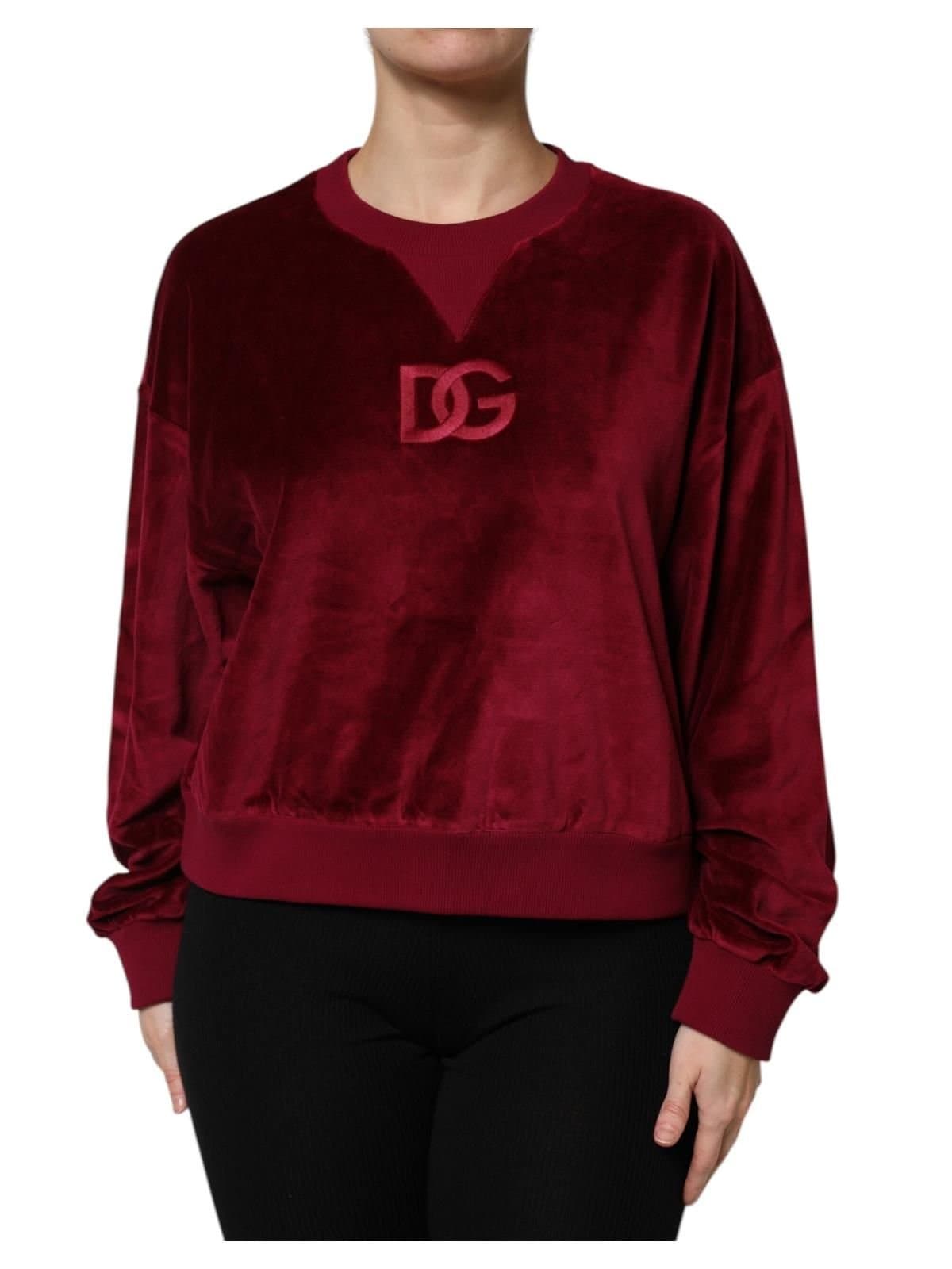 Dolce & Gabbana Dolce & Gabbana Red Velvet Crew Neck Pullover Sweater