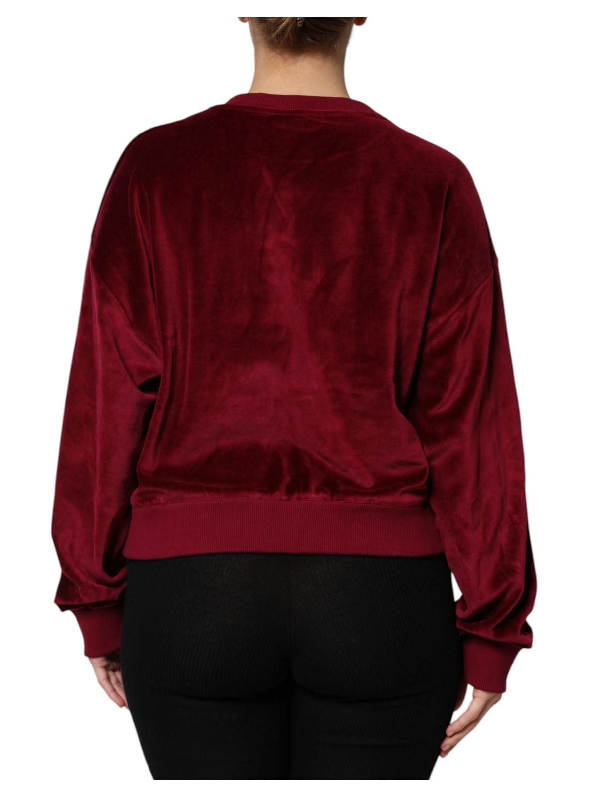 Dolce & Gabbana Dolce & Gabbana Women's Red Cotton Velvet Crew Neck Pullover Sweater - 3