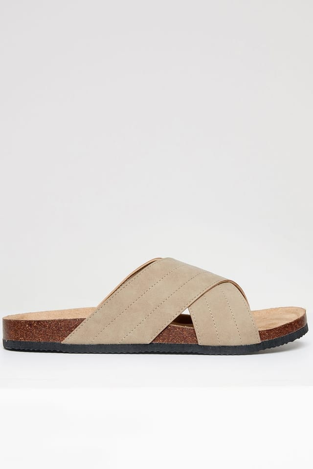 Threadbare threadbare Men's Faux Suede Cross Strap Sandals in Beige - 2