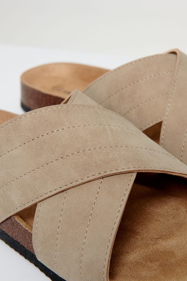 Threadbare threadbare Men's Faux Suede Cross Strap Sandals in Beige - 3