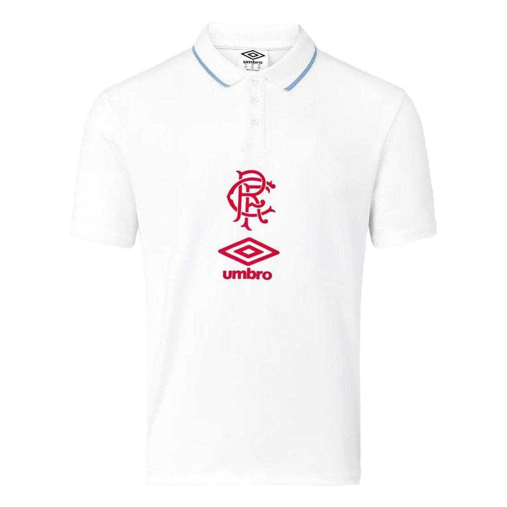 Umbro Umbro Men's Rangers FC Short-Sleeved Travel Polo Shirt in White - 3