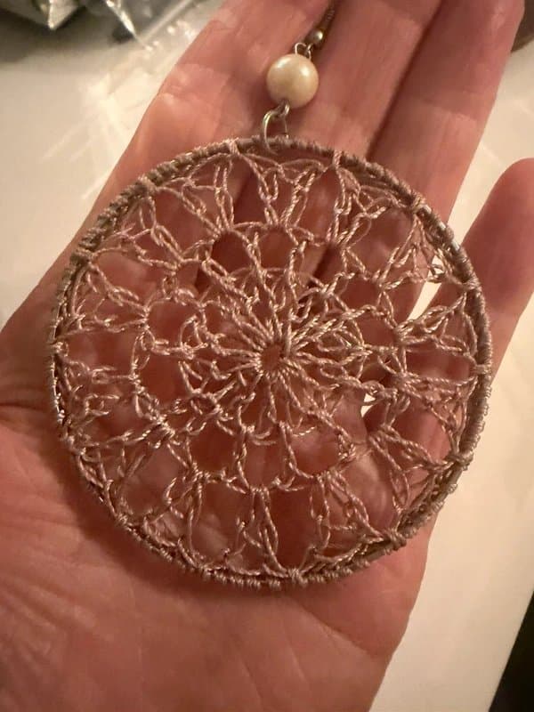Topshop Large round crochet retro earrings