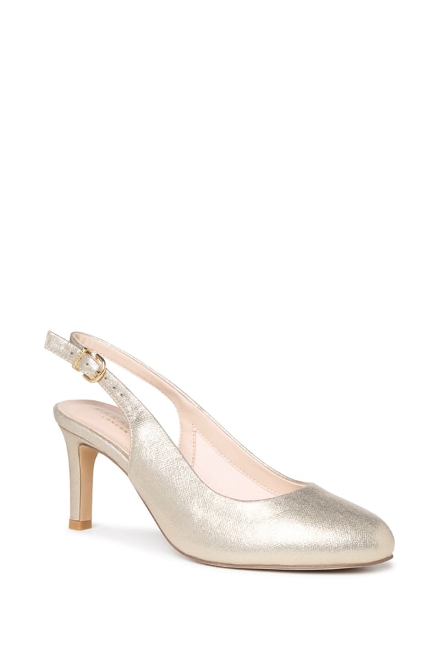Paradox London Paradox London Women's Gertie' Wide Fit Round Toe Stiletto Heel Slingback Shoes in Gold - 3