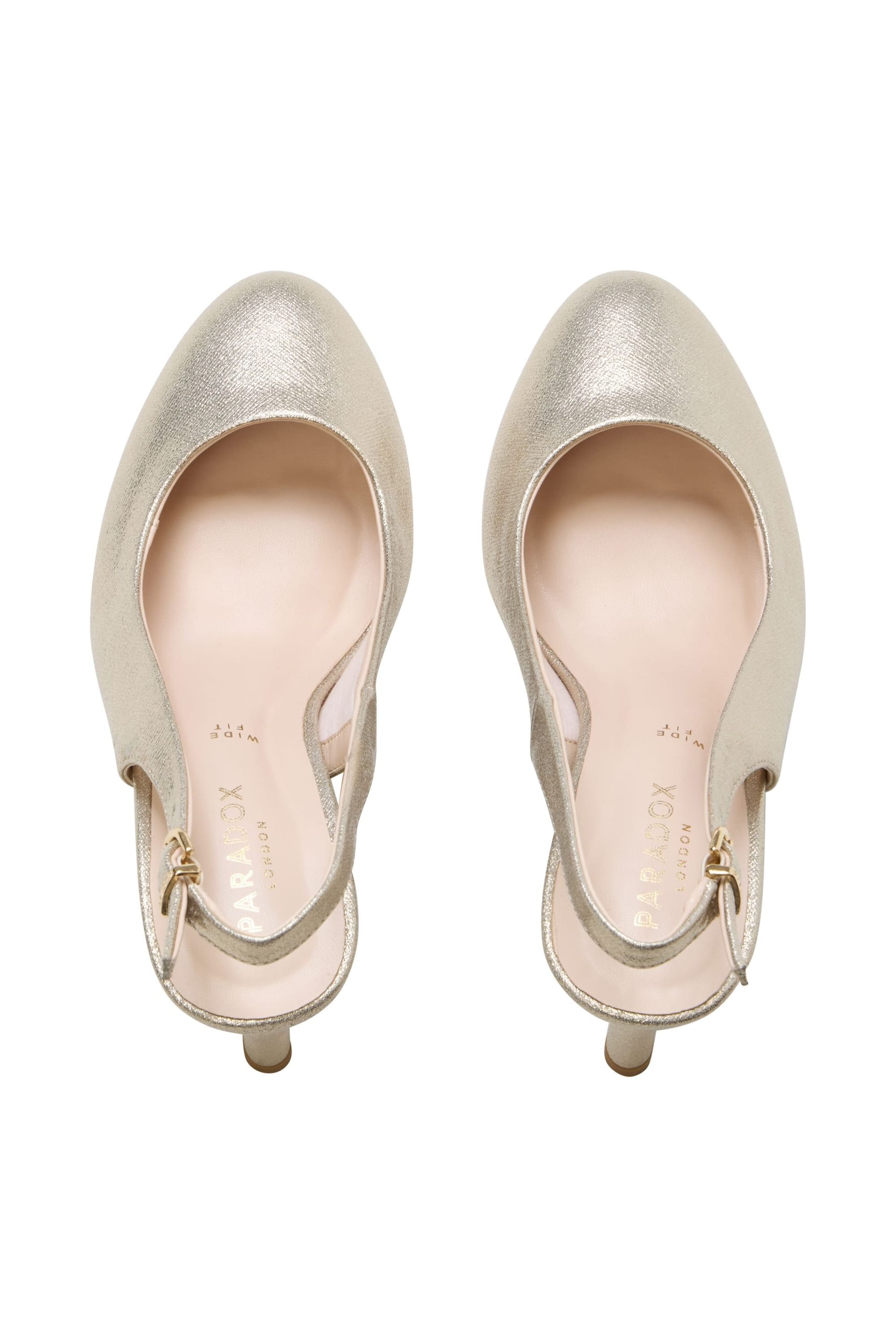 Paradox London Paradox London Women's Gertie' Wide Fit Round Toe Stiletto Heel Slingback Shoes in Gold - 4