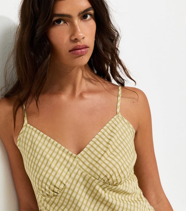New Look Women's Green Crinkle Texture Asymmetric V-Neck Strappy Mini Dress New Look - 3