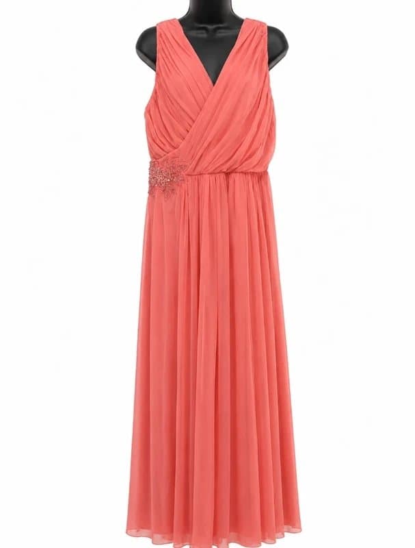 Monsoon Monsoon Michaela Coral Pink Embellished Maxi Dress RRP £110 Size 18