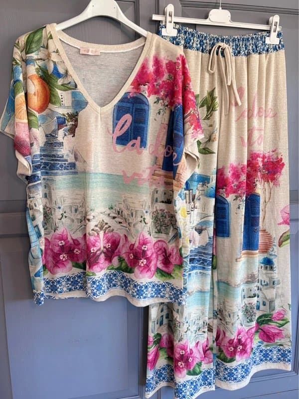 M-Made in Italy Co ord top and trousers shimmering made in itlay