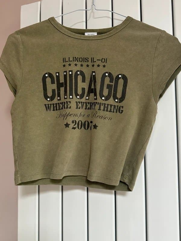 Bershka Bershka Khaki Sequin Top