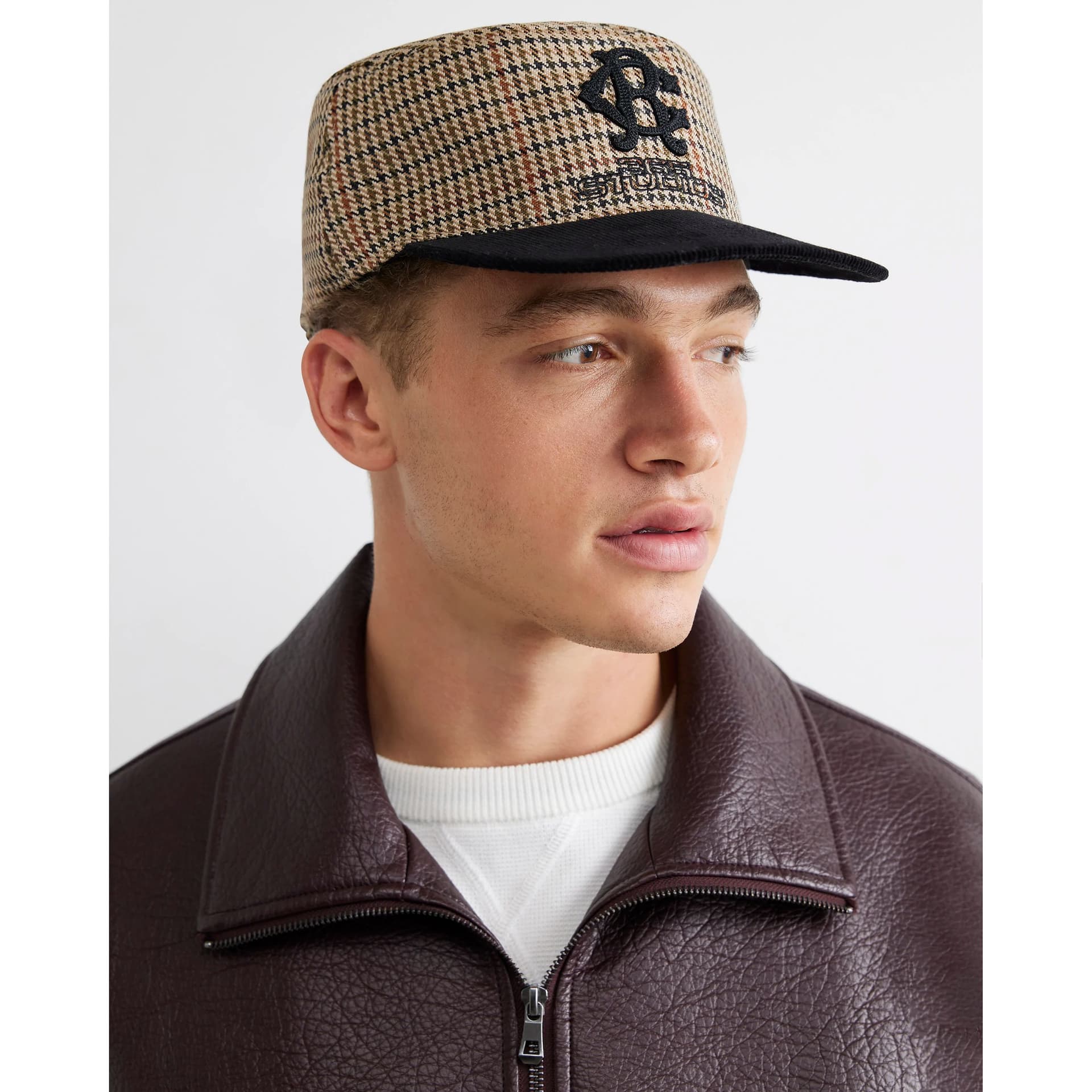 River Island Mens River Island Black Puppytooth Cap