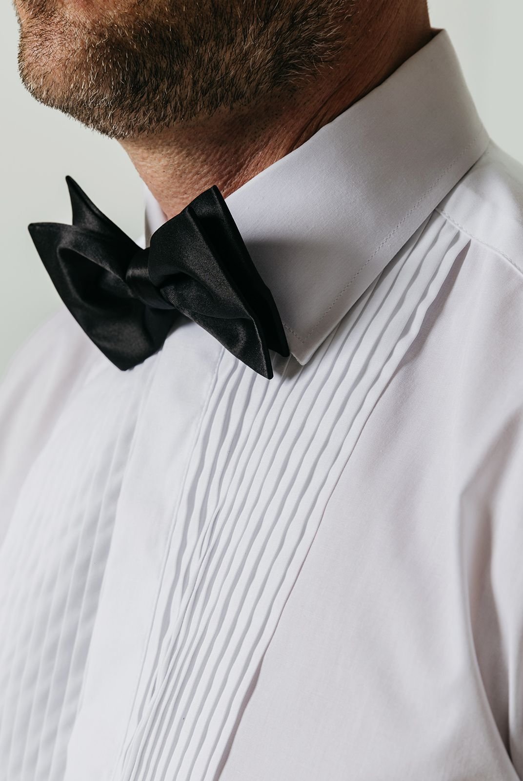 Dobell Dobell Men's White Pleated Front Slim Fit Classic Collar Dress Shirt - 2