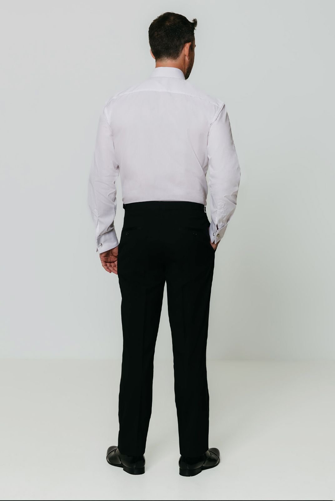 Dobell Dobell Men's White Pleated Front Slim Fit Classic Collar Dress Shirt - 4