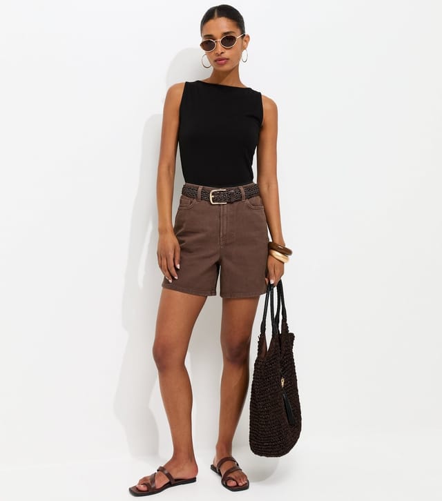 New Look Women's Dark Brown Denim Shorts New Look - 3