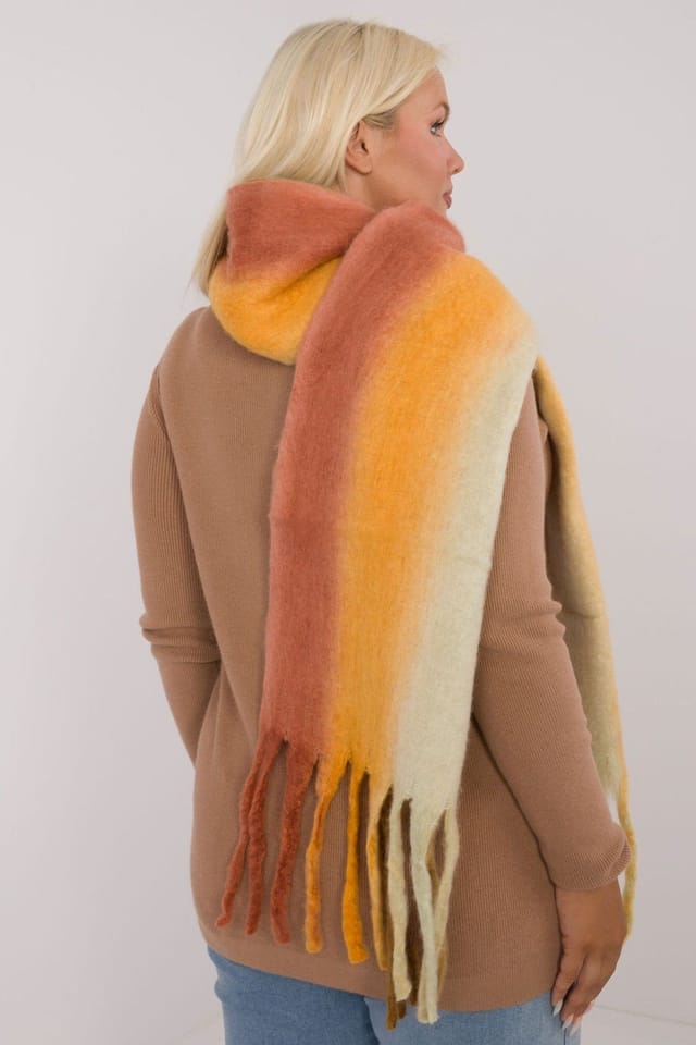 Love Lace Love Lace Women's Colorful Tassel Scarf Polyester Lightweight Warm Winter in Orange - 3